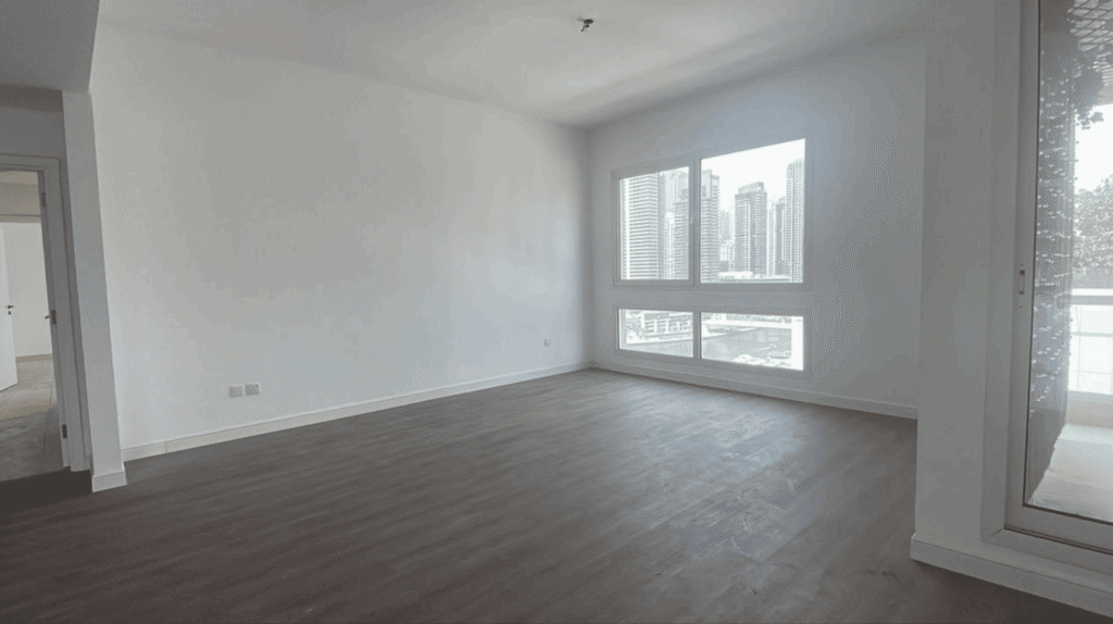 Marina Sail before renovation — empty bedroom Dubai Marina apartment