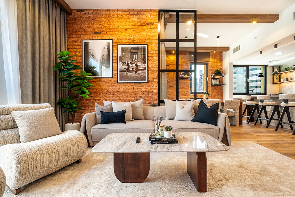 Marina Sail Dubai Marina — open plan living dining area interior design solution by Soul Interiors